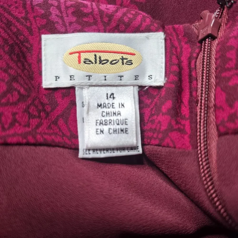 Talbots Vintage‎ 100% Silk Shell Paisley Bordeaux Deadstock Midi Skirt New 14P